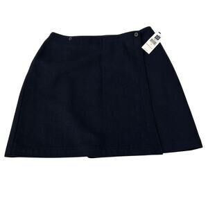 Gap Women's Wool Blend Wrap Mini Skirt Sz Navy 10 Preppy Career NWT